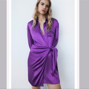 Zara-  Rich Royal Purple Satin Dress